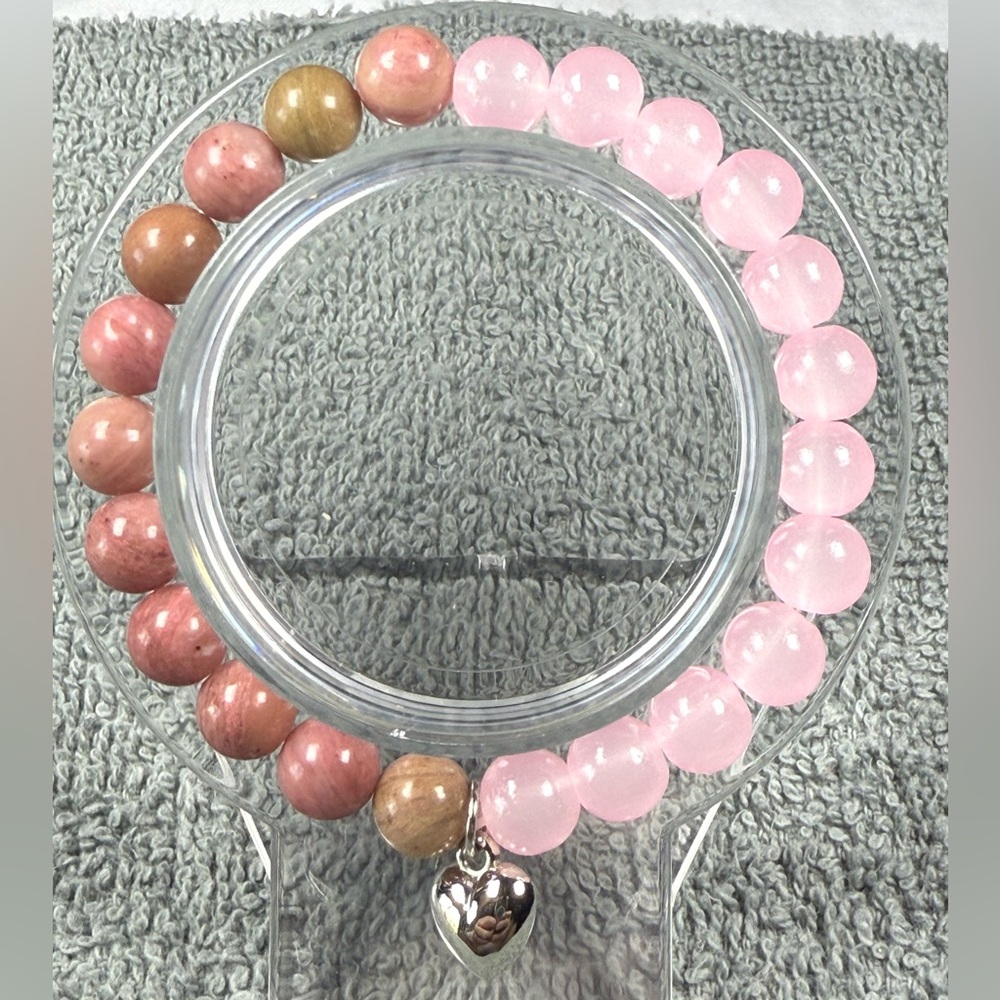 Rhodochrosite Inspirational Beaded Bracelet